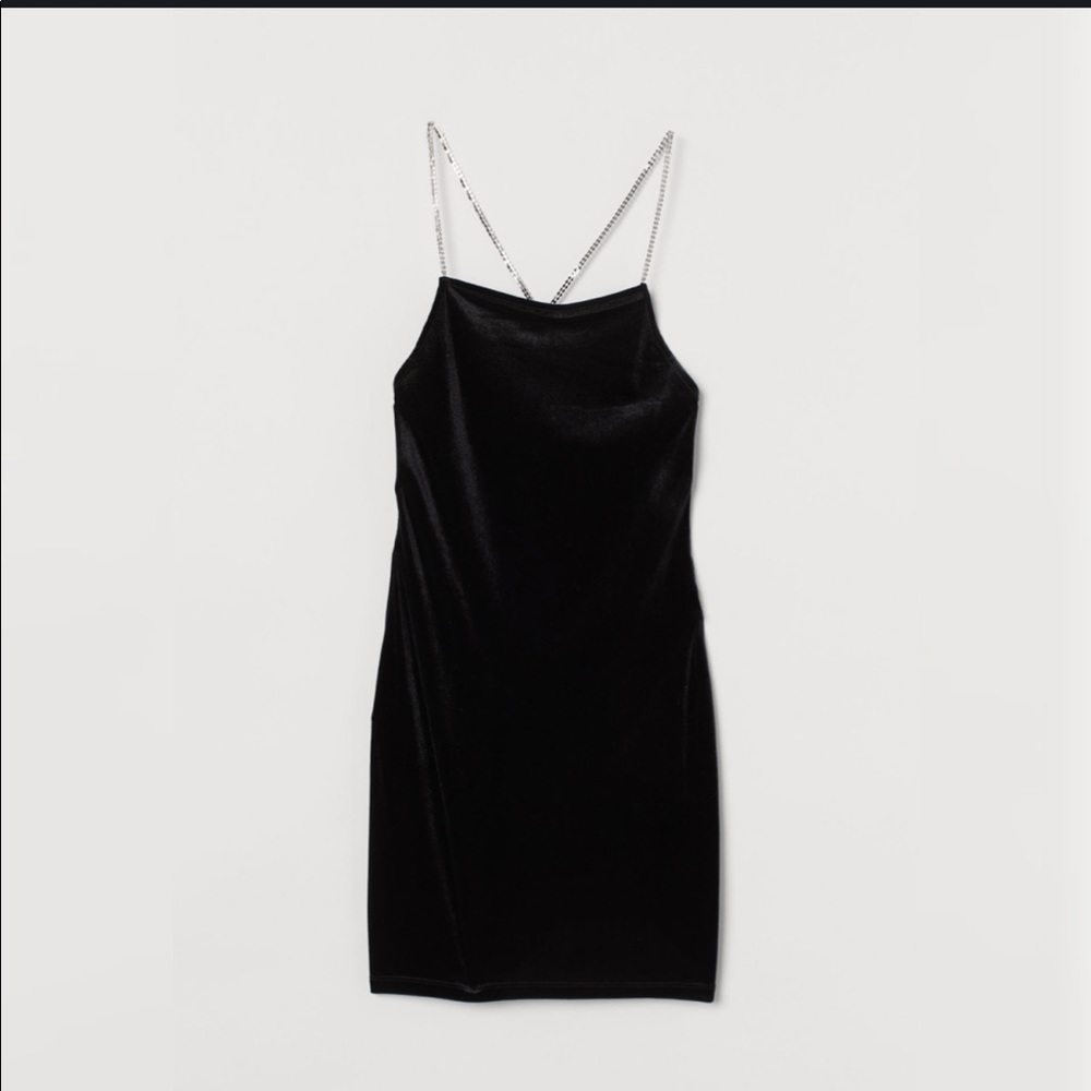 H&M Black Velvet Body-con Dress NWT